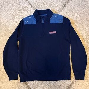 Vineyard Vines Quarter Zip Sweatshirt with Embroidered Lacrosse Sticks